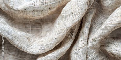 Close-Up of Light Textured Fabric with Subtle Patterns and Folds