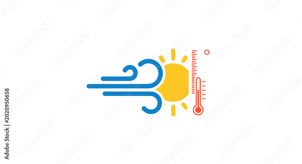 Foto Weather forecast sunny windy temperature.