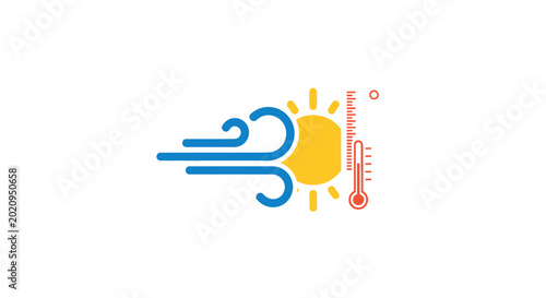 фотографія Weather forecast sunny windy temperature.