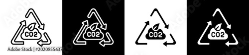 Carbon Neutral Icon Set In Black And White Filled Style Collection