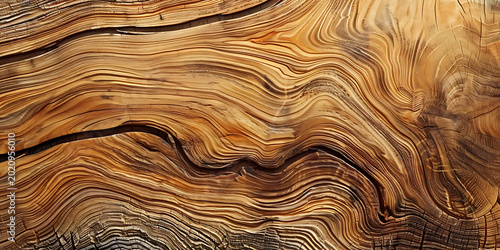 Close-Up of Polished Wood Grain with Swirling Patterns