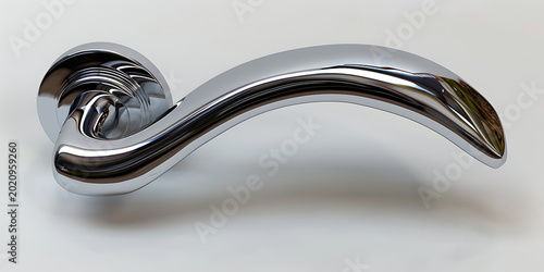 Shiny Chrome Door Handle with Curved Design