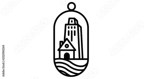 Obraz na plátně Iconic cityscape within an enclosed decorative element