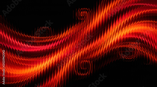 Tableau sur toile Abstract dark red and fiery orange wave background with ribbed glass distortion