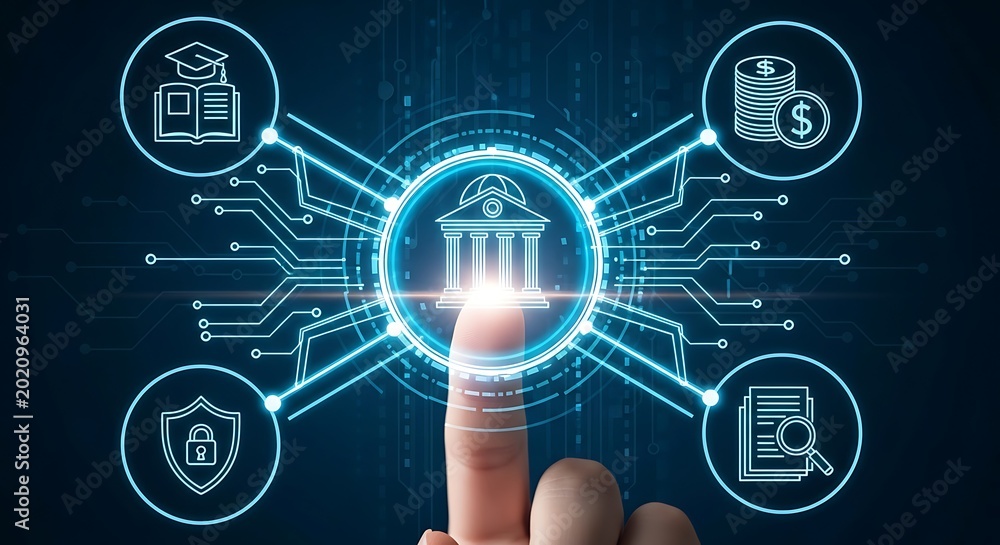 Naklejka premium Digital banking and financial services interface