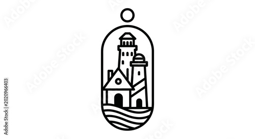 Billede på lærred Lighthouse illustration guiding light symbol