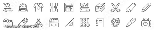 Fotografie Back to school concepts, thin line icon set