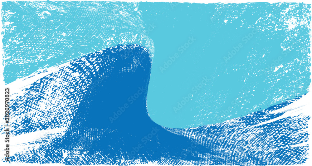 Εκτύπωση καμβά Ocean wave background with blue brush texture, summer sea banner ideal for surfing with copy space, artistic grunge design