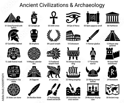 Echoes of Antiquity: Professional Ancient Civilizations & Archaeology Icon Collection