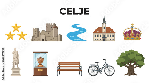 Foto Celje City Icons Collection: Landmarks Culture and Nature.