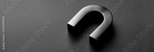 Horseshoe magnet on solid surface representing attraction and magnetic force