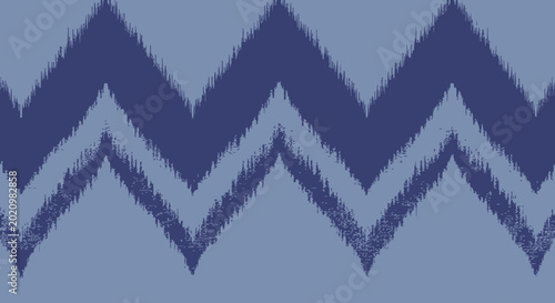 Bold Dark Blue Light Blue Chevron Ikat Pattern Background