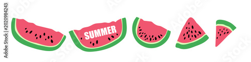 Watermelon Slice Isolated on White Background 
