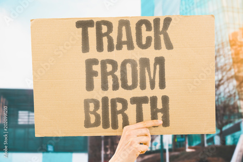 Bilde på lerret "Track From Birth" Data collection from birth creates lifelong records without knowledge