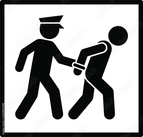 Bilde på lerret Police officer arresting a person icon on transparent background