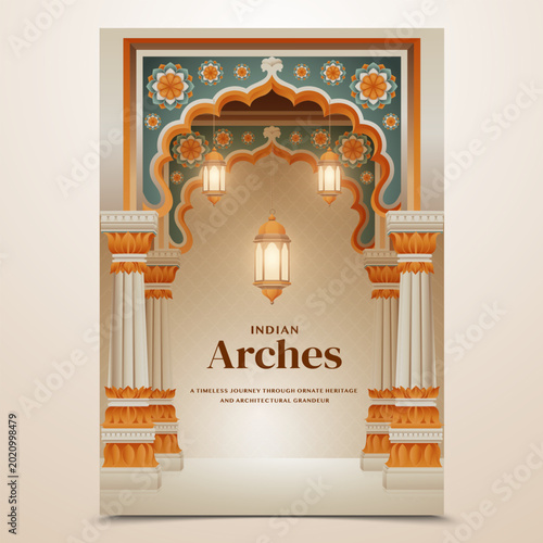 Tableau sur toile Indian Royal Archway Scene
