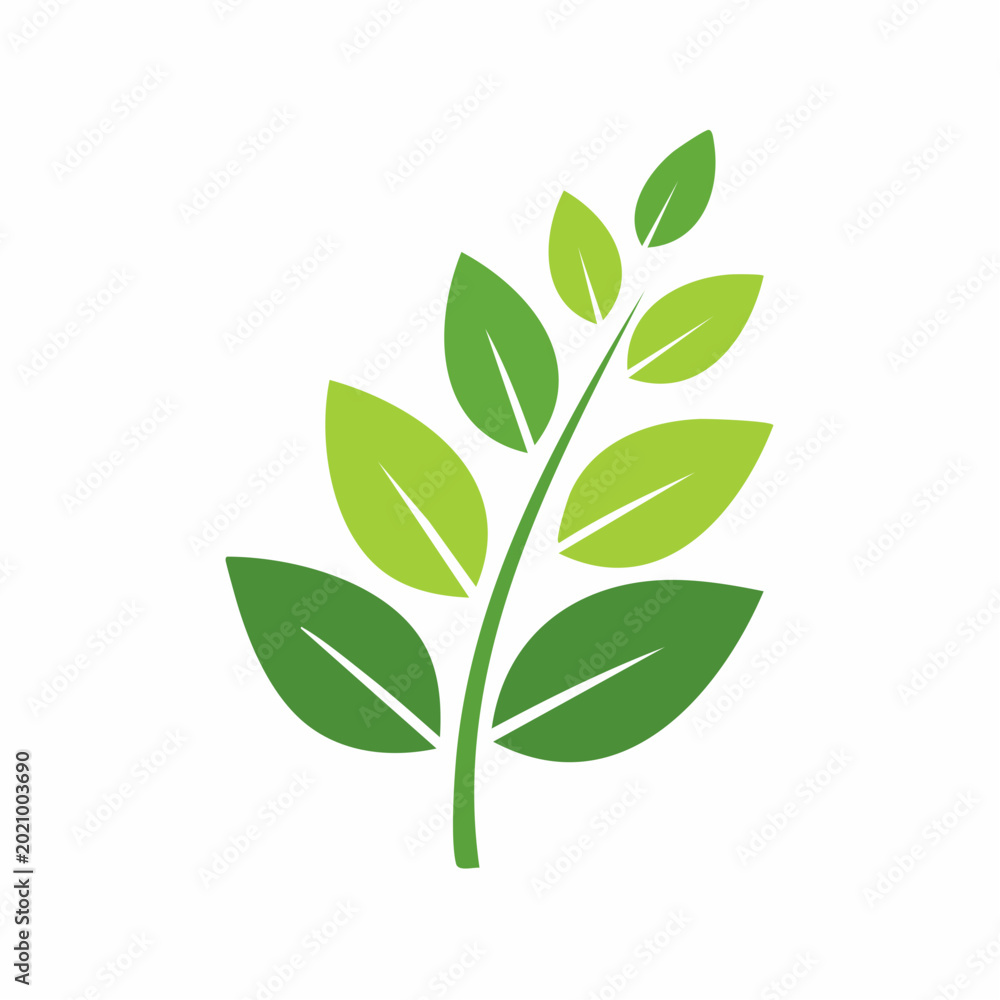 Fototapeta premium Green Leafy Branch Icon