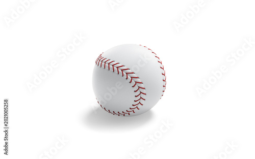 Bilde på lerret Blank white baseball ball with red seam mockup png, transparent background 3d rendering