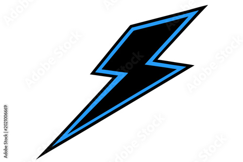 Free Download A bold black lightning bolt with bright blue outline and sharp edges - GFXLoad