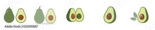 Fotografie Flat design of a fresh avocado on a clean white background, minimal style, soft