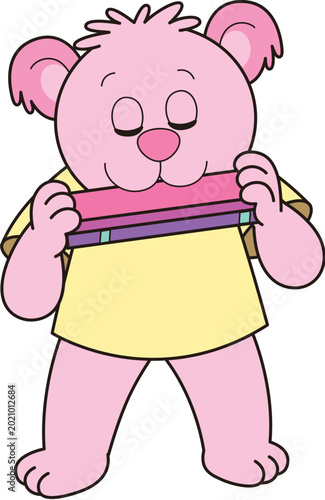 Photography Pink koala playing instrument