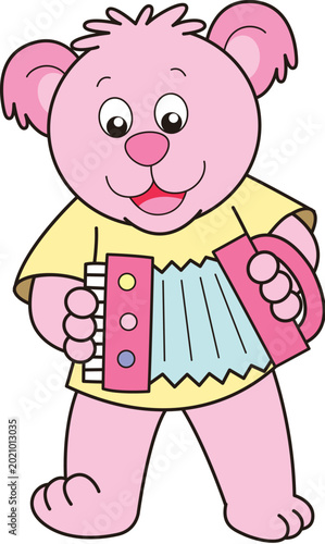 Photography Pink koala playing instrument