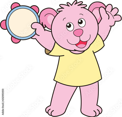 Photography Pink koala playing instrument