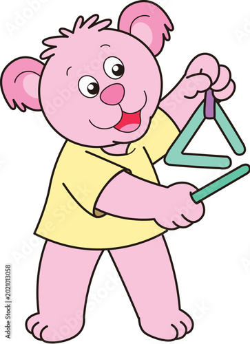 Canvas Print Pink koala playing instrument