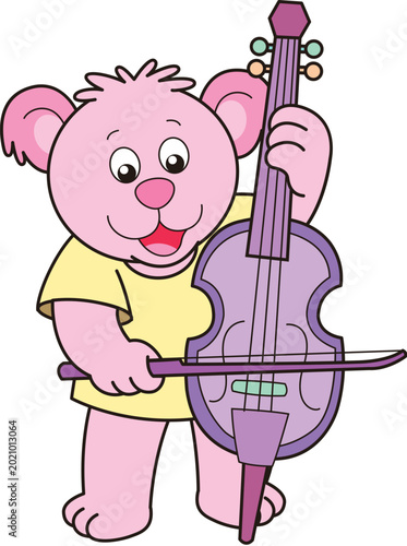 Photography Pink koala playing instrument