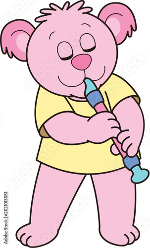 Photography Pink koala playing instrument