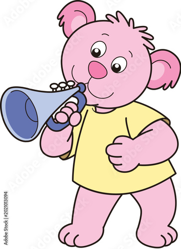 Photography Pink koala playing instrument