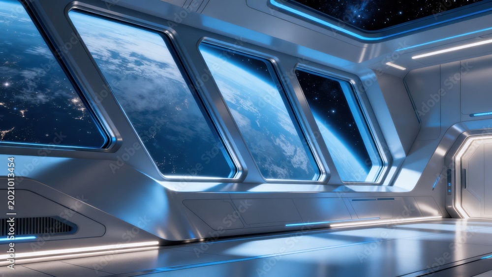 Fototapeta premium Futuristic space station interior