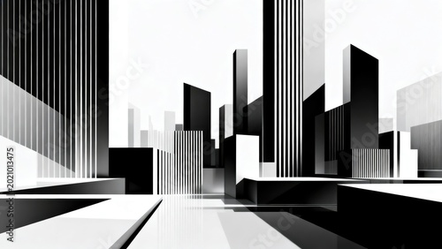 Abstract black and white cityscape