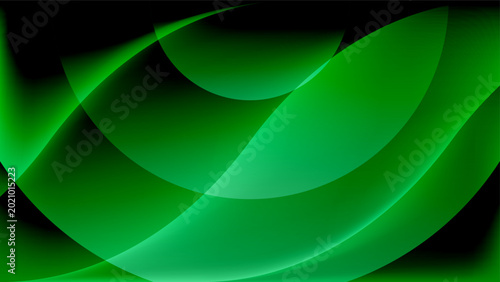 Abstract green background featuring a futuristic wave design with light curves and digital motion lines for a high-tech business wallpaper backdrop