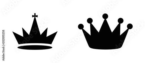 Tableau sur toile Two black crown icons, regal and authoritative symbols