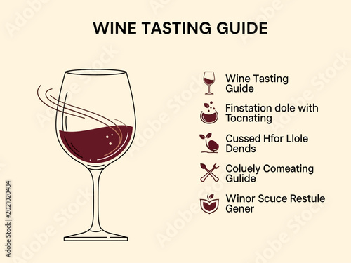 Photos Wine Tasting Guide with Glass and Tasting Notes.