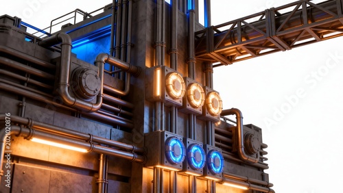 Industrial structure with pipes and lights