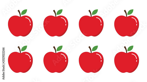 Multiple red apples arranged in a neat grid pattern displayed in this clean digital graphic illustration