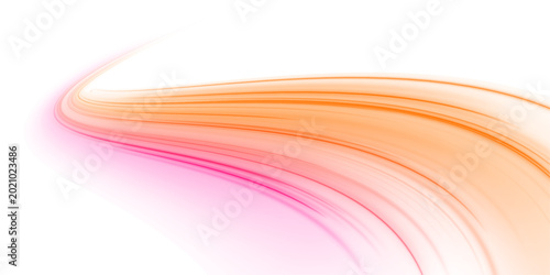 Schilderij op canvas Golden neon waves stretch across a dark PNG background with glowing motion