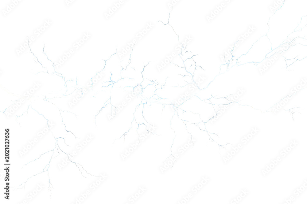 Fototapeta premium White lightning bolt striking, demonstrating raw power and electricity with branches, isolated on transparent background