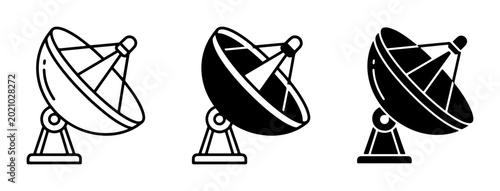 Bild auf Leinwand Satellite Dish Icons, Communication Antenna Graphics, Signal Receiver Vector Set