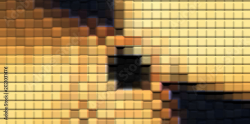 Abstract Golden Pixel Mosaic Background with Dark Contrast and Modern Geometric Texture, Artistic Digital Pattern for Luxury Creative Design