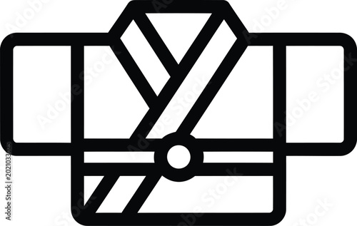 Black Kimono Icon Isolated on White Background