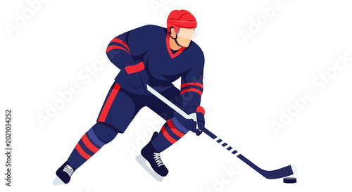 Photography Ice Hockey Player Action Shot - Athlete Skating with Stick and Puck