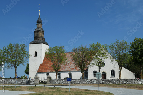 Fényképezés The Church and the cemetery in Faro, Gotland, Sweden.