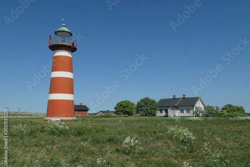 Canvastavla Lighthouse at Narsholmen nature reserve on eastern Gotland, Sweden