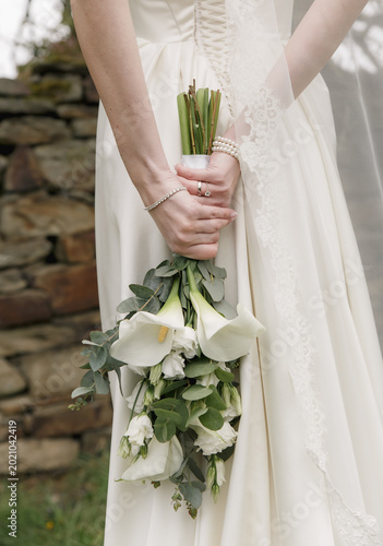 wedding bouquet white dress bridal gown lace
