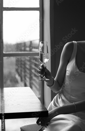 champagne glass toast hand bridal gown bracelet