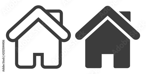 Εκτύπωση καμβά Home icon set with outline and solid house symbols on transparent background