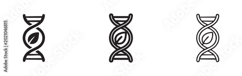 Tableau sur toile DNA helix with leaf icon set, symbolizing genetic biology, natural science, and